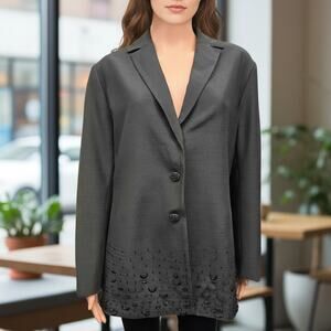 VALENTINO Miss V Blazer Jacket Bead Embellishment 14 / L Made in Italy Vintage